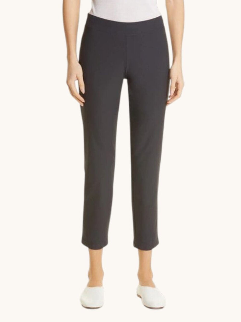 Eileen Fisher Washable Stretch Crepe Capri Pants Women's PM Petite Charcoal Grey